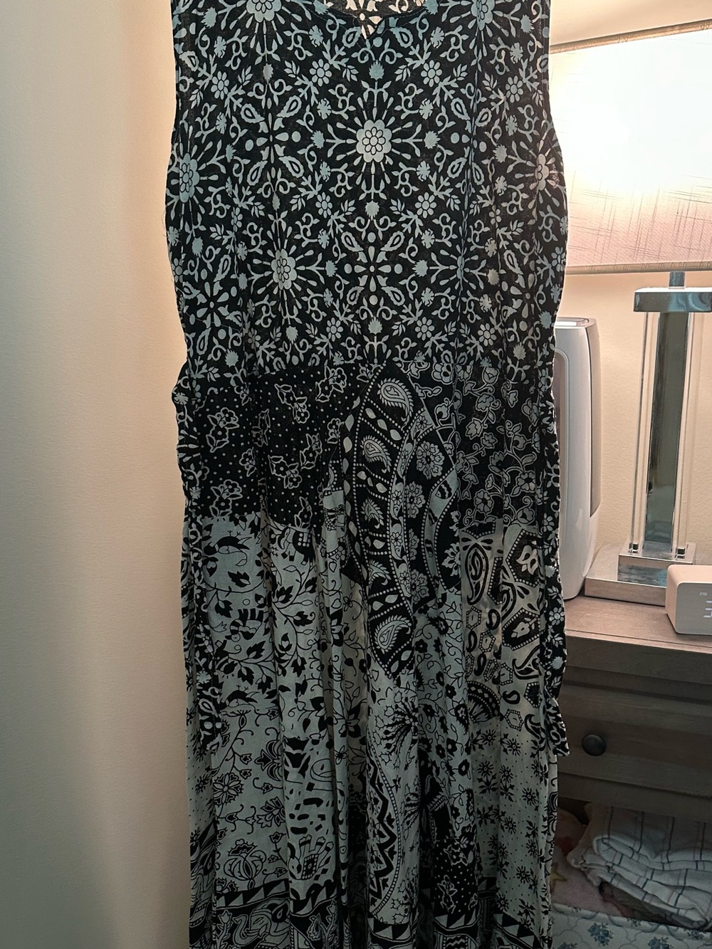Black & White Patterned Women's Maxi dress 100% cotton